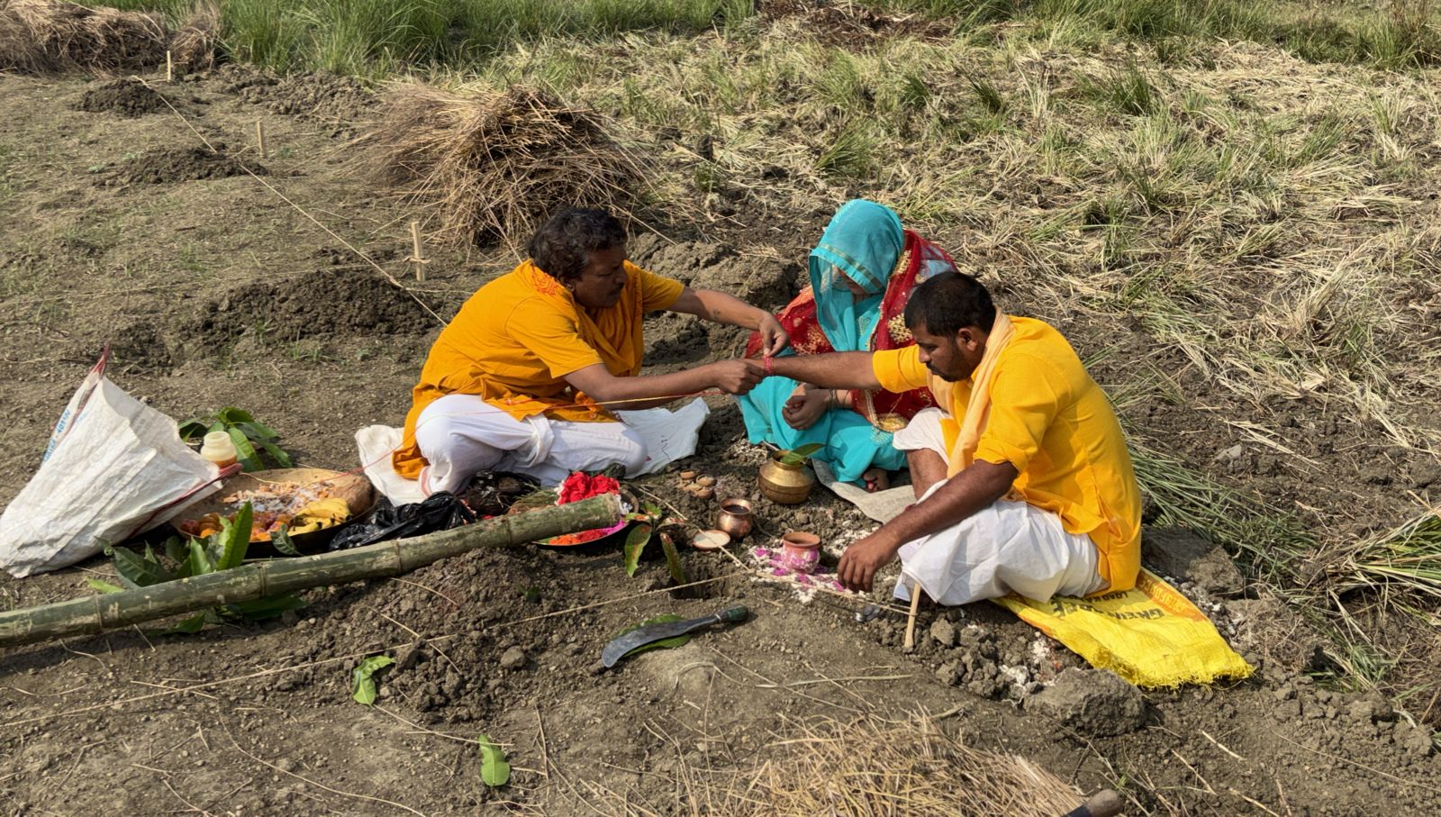 Organizers and supporters gathered for the puja